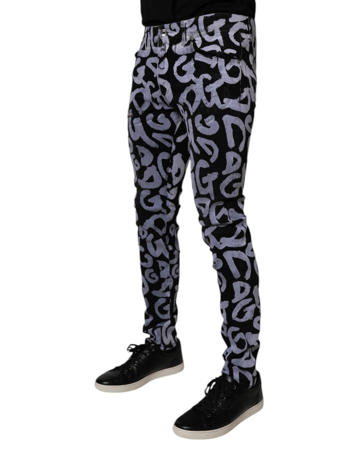 Dolce &amp; Gabbana Sample Sale Dolce &amp; Gabbana Black Logo Monogram Cotton Skinny Denim Jeans - | Designer outlet