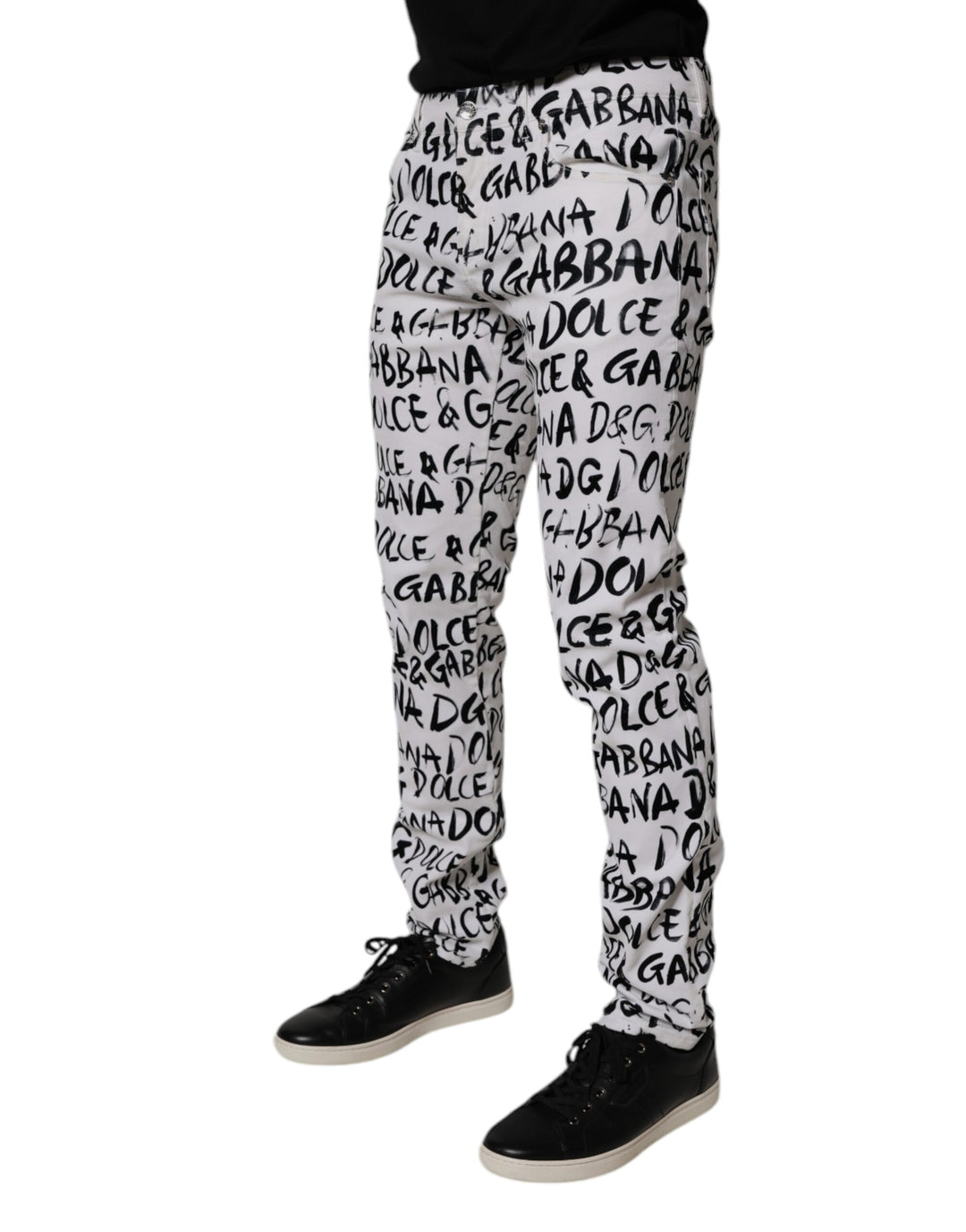 Dolce &amp; Gabbana Sample Sale Dolce &amp; Gabbana White Cotton Logo Print Skinny Denim Jeans - | Designer outlet