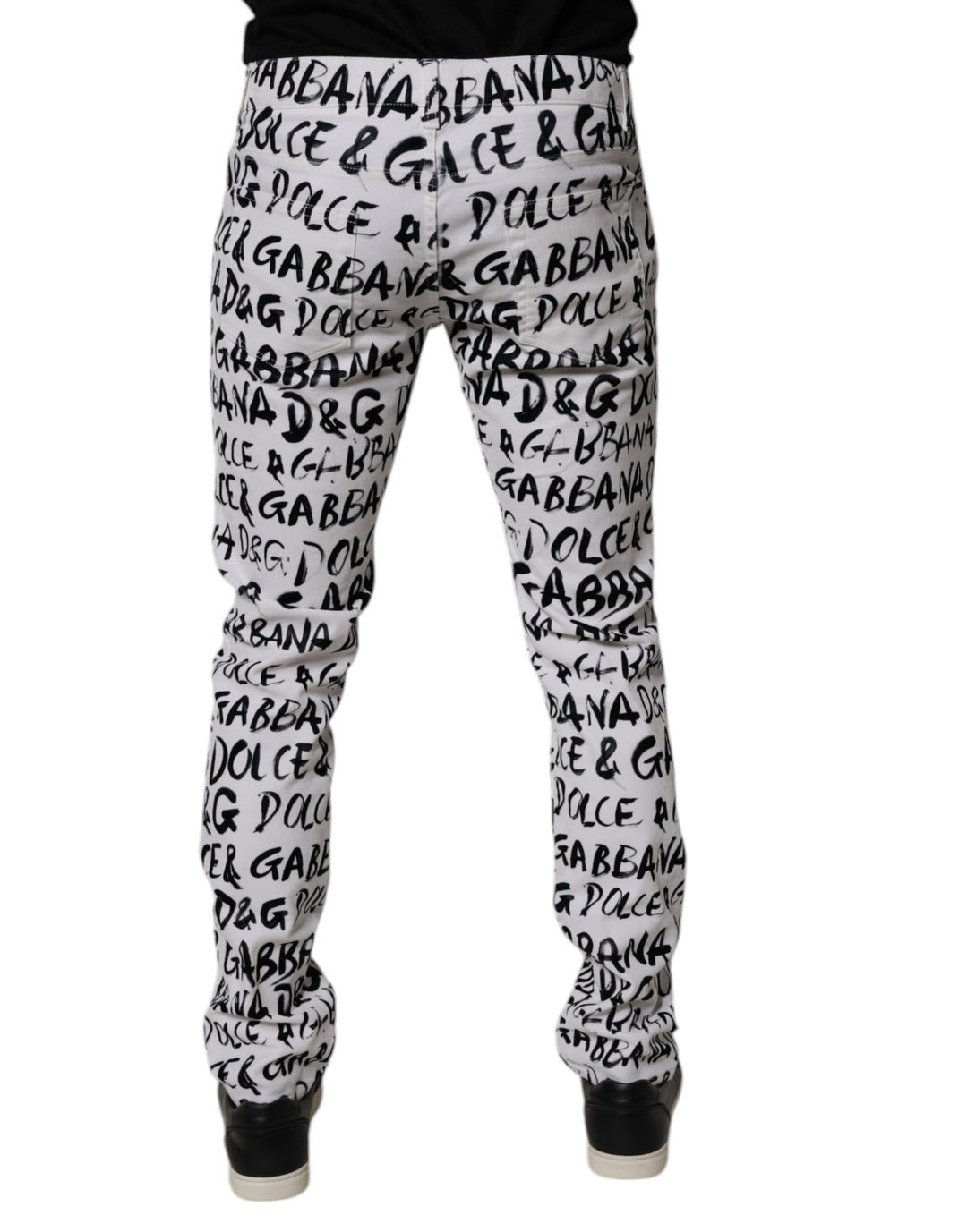 Dolce &amp; Gabbana Sample Sale Dolce &amp; Gabbana White Cotton Logo Print Skinny Denim Jeans - | Designer outlet