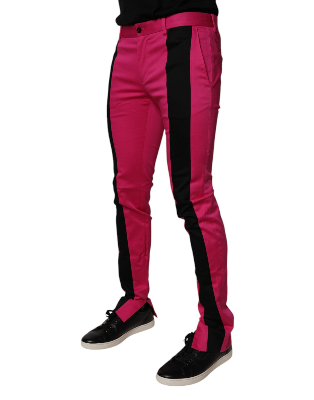 Dolce &amp; Gabbana Sample Sale Dolce &amp; Gabbana Pink Black Stripe Slim Fit Men Dress Pants - | Designer outlet