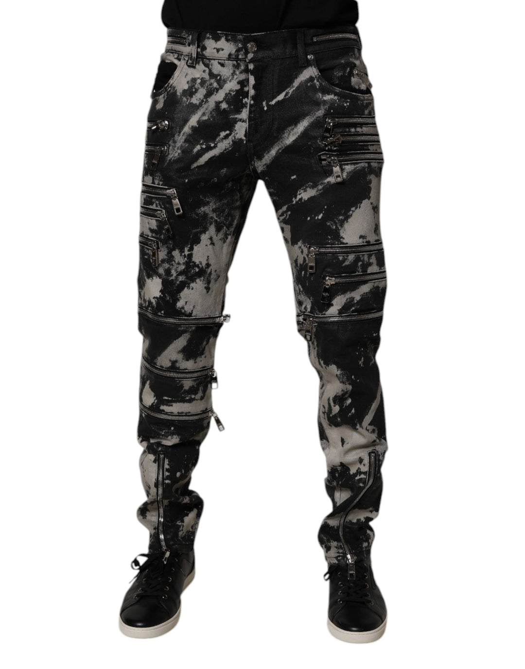 Dolce &amp; Gabbana Sample Sale Dolce &amp; Gabbana Black Tie Dye Cotton Skinny Zip Denim Jeans - | Designer outlet