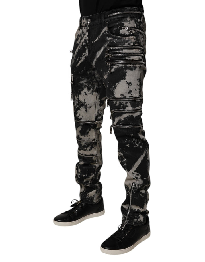 Dolce &amp; Gabbana Sample Sale Dolce &amp; Gabbana Black Tie Dye Cotton Skinny Zip Denim Jeans - | Designer outlet