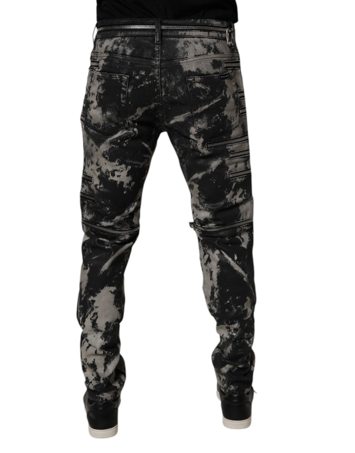 Dolce &amp; Gabbana Sample Sale Dolce &amp; Gabbana Black Tie Dye Cotton Skinny Zip Denim Jeans - | Designer outlet