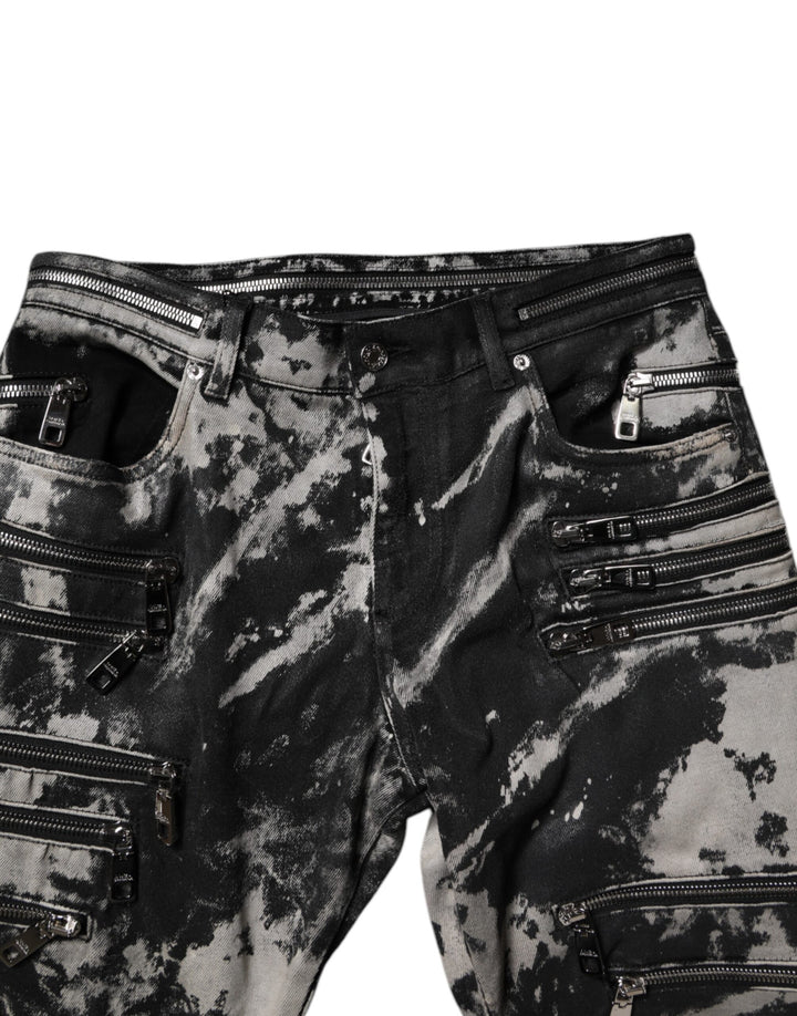 Dolce &amp; Gabbana Sample Sale Dolce &amp; Gabbana Black Tie Dye Cotton Skinny Zip Denim Jeans - | Designer outlet