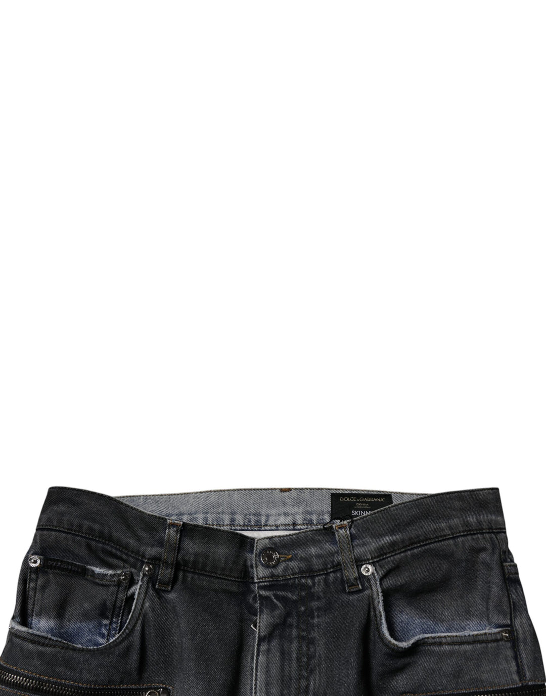 Dolce &amp; Gabbana Sample Sale Dolce &amp; Gabbana Dark Gray Tattered Cotton Skinny Denim Jeans - | Designer outlet