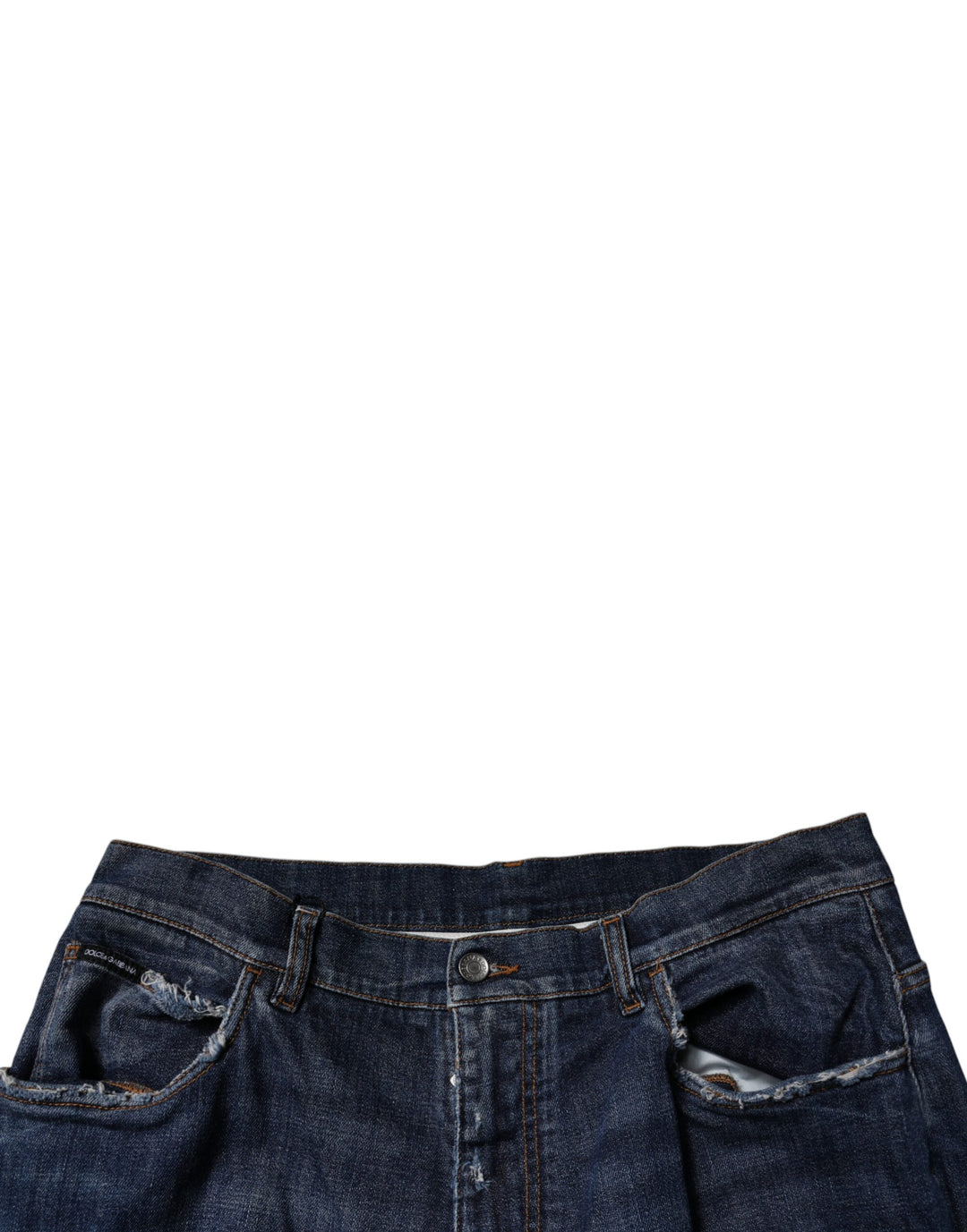 Dolce &amp; Gabbana Dark Blue Tattered Wide Leg Men Denim Jeans by Dolce &amp; Gabbana outlet now on sale