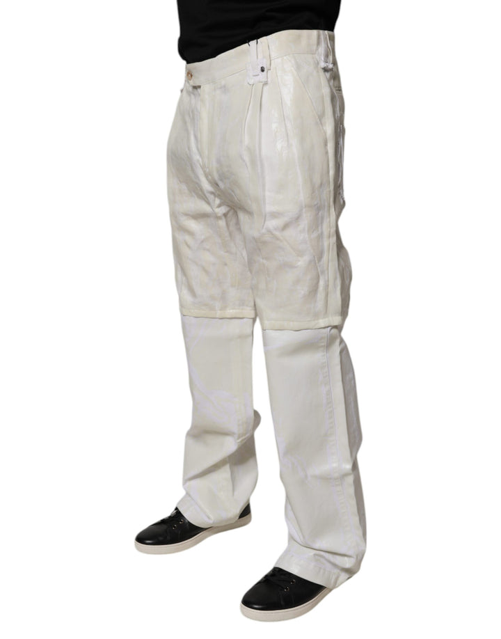 Dolce &amp; Gabbana Sample Sale Dolce &amp; Gabbana White Linen Mid Waist Straight Men Denim Jeans - | Designer outlet