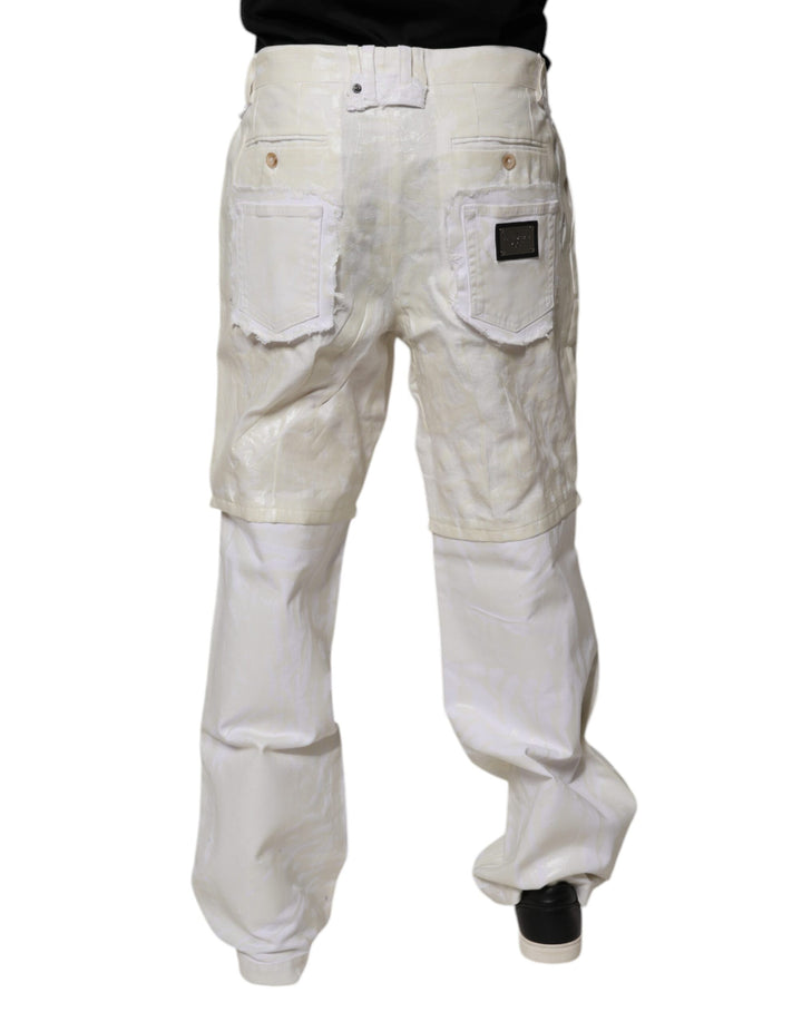 Dolce &amp; Gabbana Sample Sale Dolce &amp; Gabbana White Linen Mid Waist Straight Men Denim Jeans - | Designer outlet