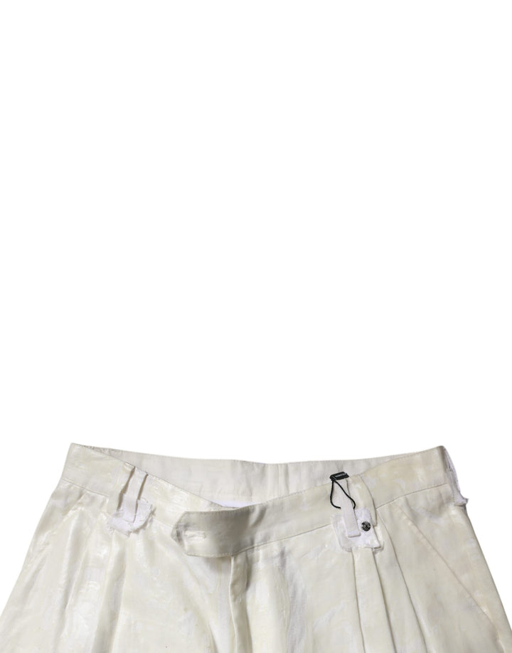 Dolce &amp; Gabbana Sample Sale Dolce &amp; Gabbana White Linen Mid Waist Straight Men Denim Jeans - | Designer outlet