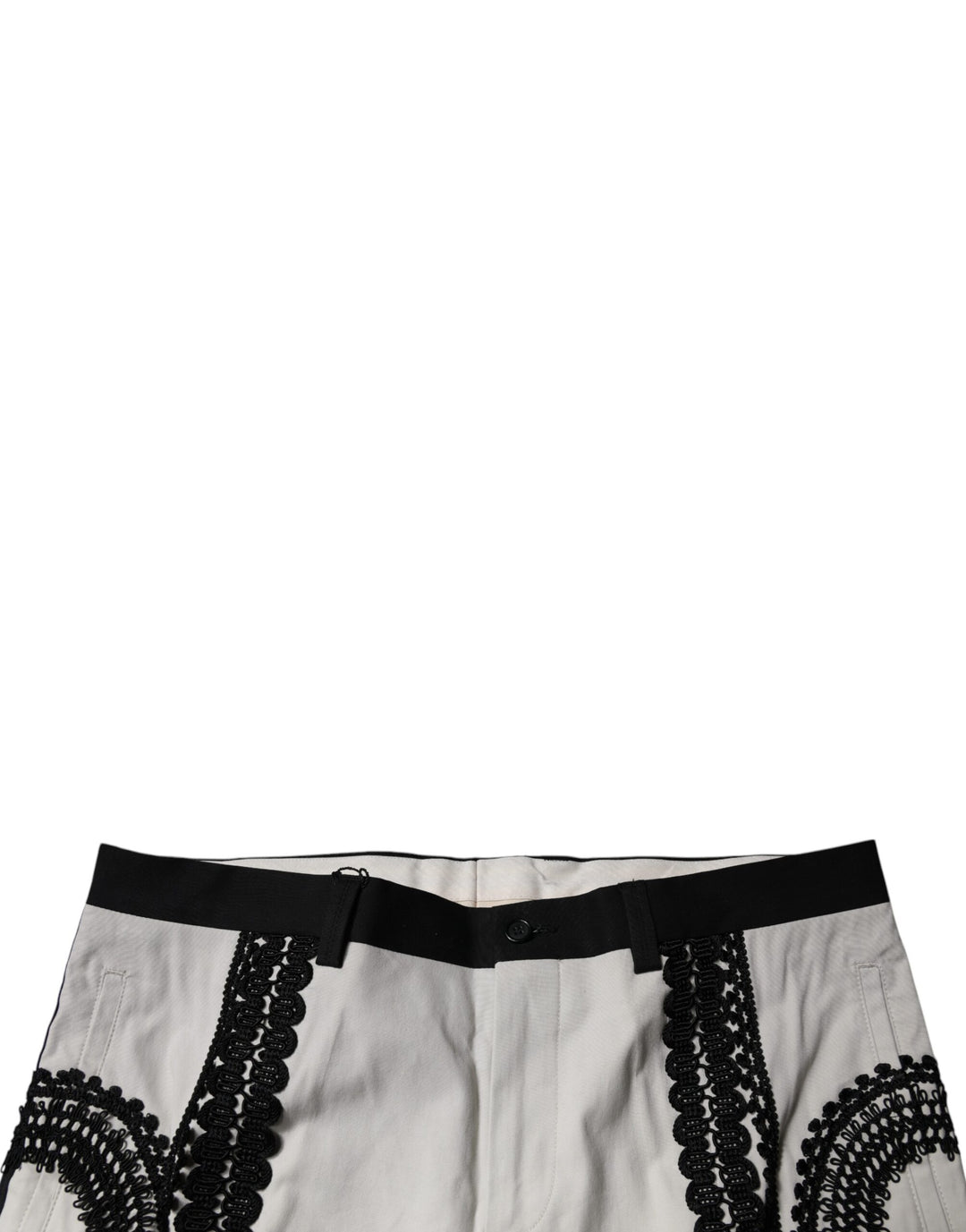 Dolce &amp; Gabbana Sample Sale Dolce &amp; Gabbana White Lace Trim Mid Waist Dress Formal Pants - | Designer outlet