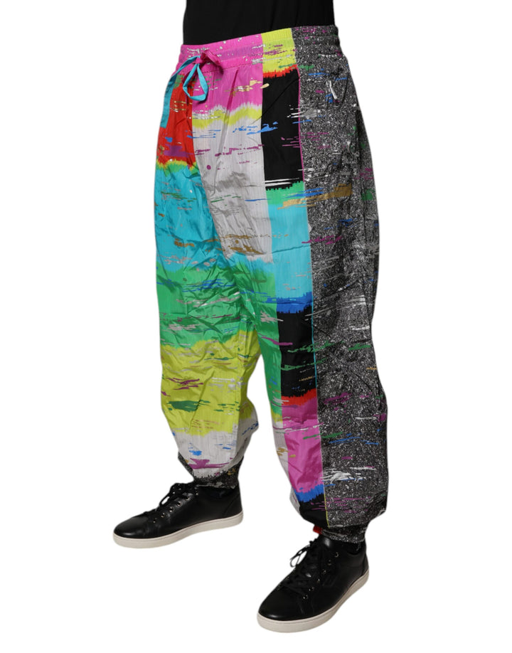Dolce &amp; Gabbana Sample Sale Dolce &amp; Gabbana Multicolor Patchwork Mid Waist Sweatpants Pants - | Designer outlet