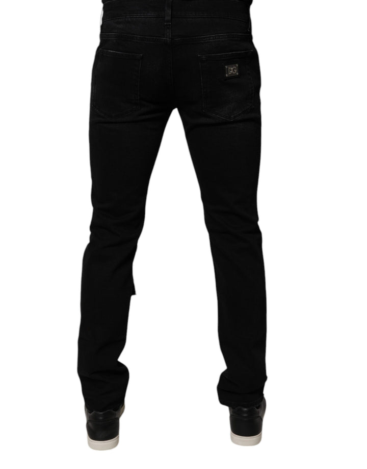 Dolce & Gabbana Black Ripped Cotton Skinny Men Denim Jeans by Dolce & Gabbana outlet now on sale