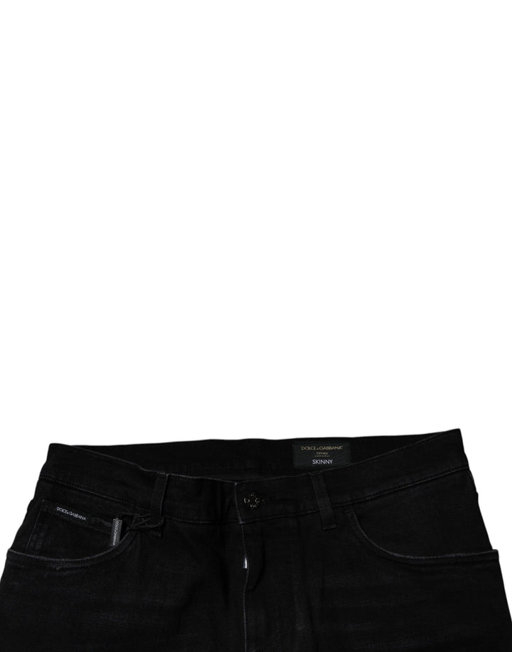 Dolce & Gabbana Black Ripped Cotton Skinny Men Denim Jeans by Dolce & Gabbana outlet now on sale