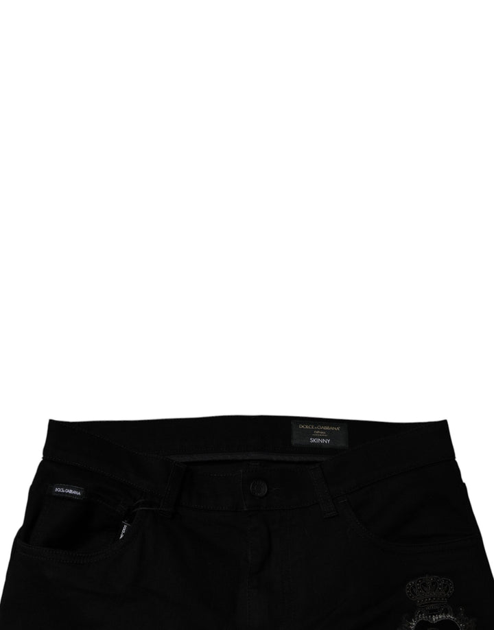 Dolce & Gabbana Black Sacred Heart Cotton Skinny Denim Jeans by Dolce & Gabbana outlet now on sale