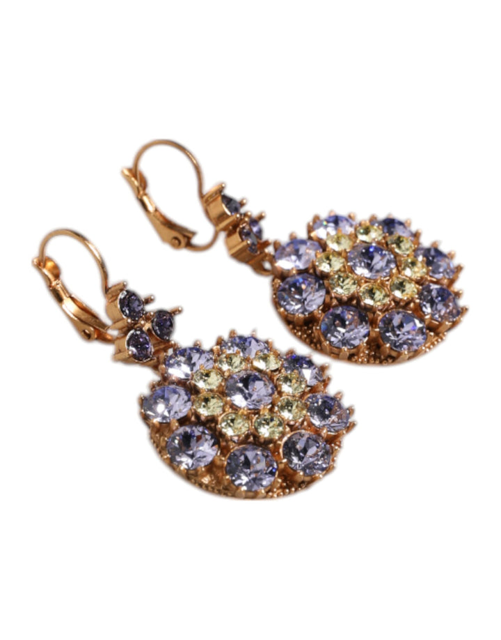 Dolce & Gabbana Earrings Brass Multicolor Floral Crystal Dangling Jewelry