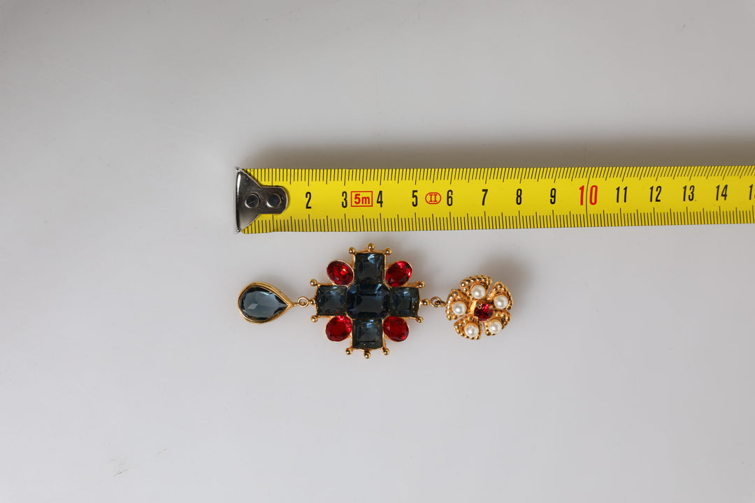 Dolce & Gabbana Gold Tone Crystal Rhinestone Embellish Dangling Earrings