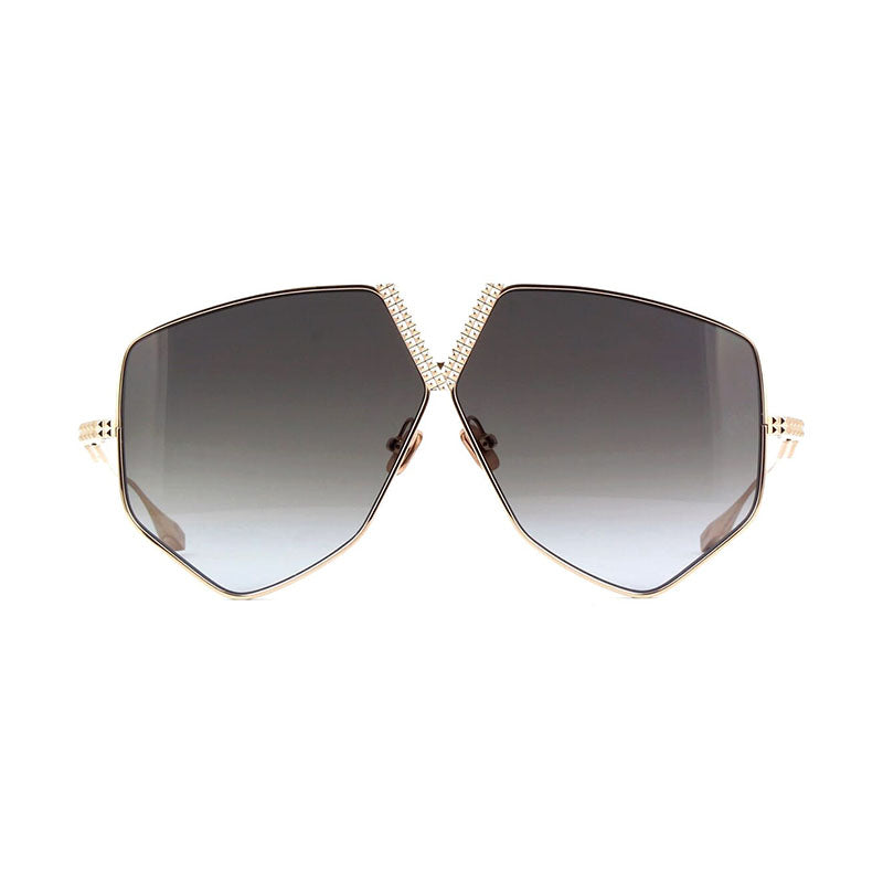 Valentino Sunglasses Aviator Full Rim, White Gold Frame and Dark Grey Gradient AR Lens VLS-115A