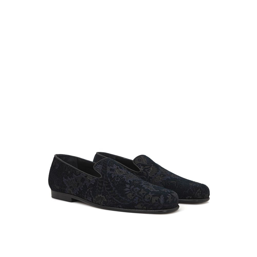 Etro Blue Leather Slip-On Loafers by Etro outlet now on sale