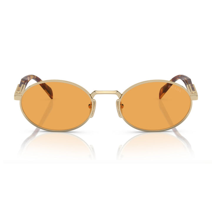 Prada Sunglasses Oval Full Rim, Gold Frame and Orange Lens PR65ZSZVN02Z