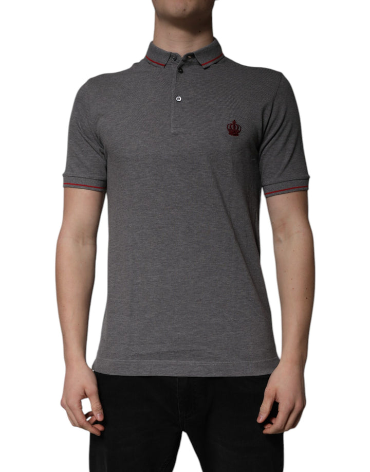 Dolce &amp; Gabbana Sample Sale Dolce &amp; Gabbana Gray Cotton Crown Collared Polo T-shirt - | Designer outlet