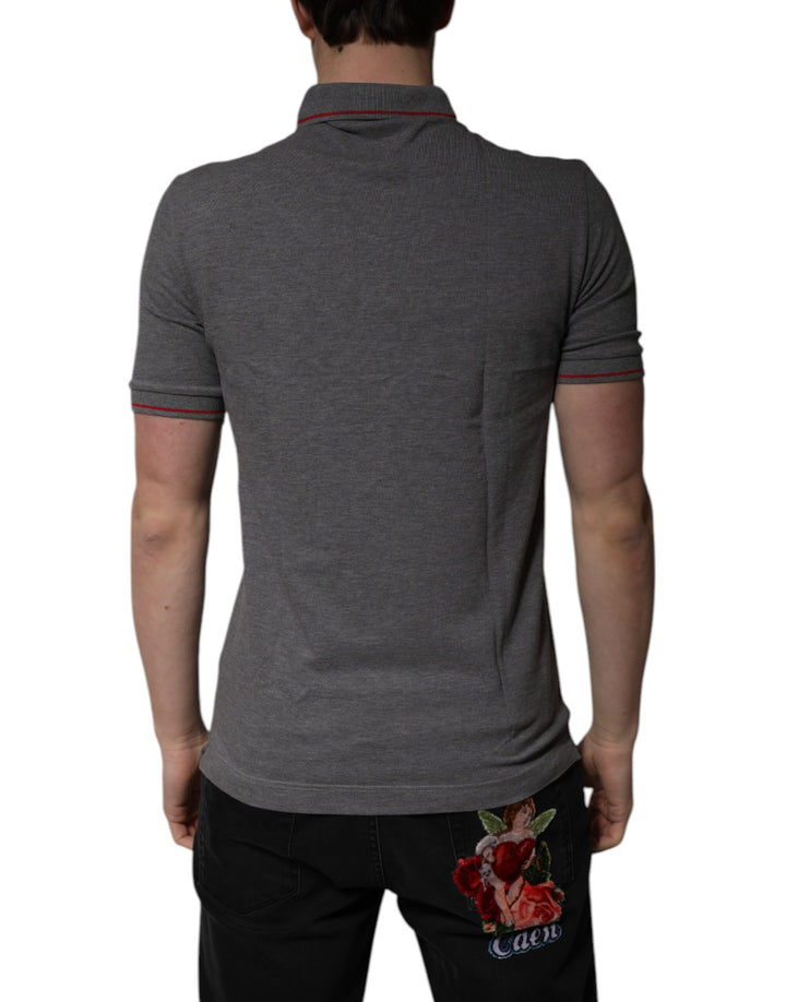 Dolce &amp; Gabbana Sample Sale Dolce &amp; Gabbana Gray Cotton Crown Collared Polo T-shirt - | Designer outlet