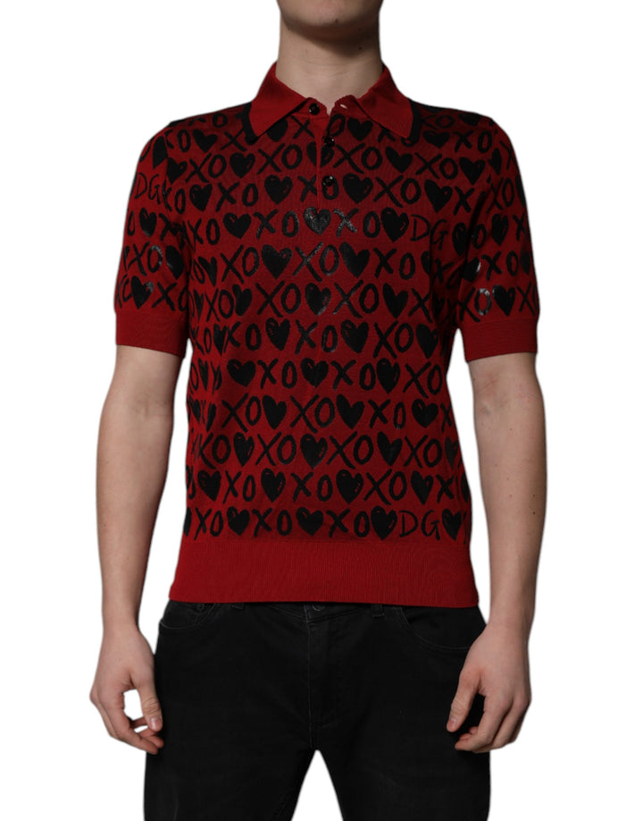 Dolce &amp; Gabbana Sample Sale Dolce &amp; Gabbana Red Cotton XOXO Collared Polo T-shirt - | Designer outlet