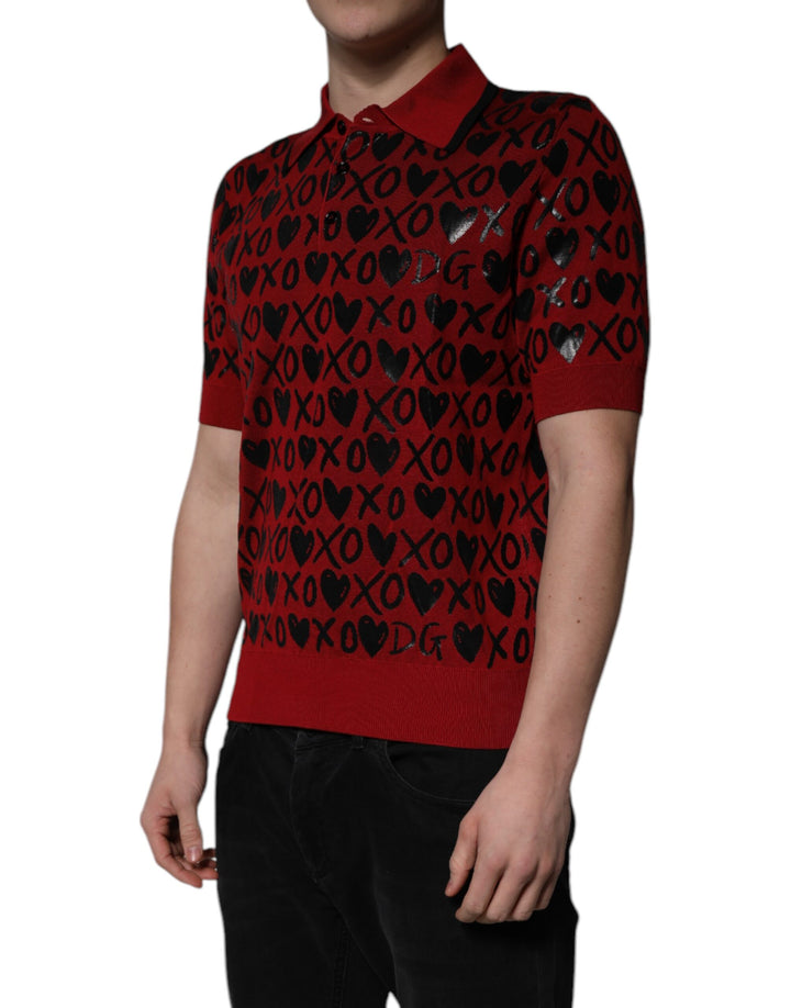 Dolce &amp; Gabbana Sample Sale Dolce &amp; Gabbana Red Cotton XOXO Collared Polo T-shirt - | Designer outlet