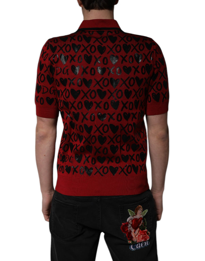 Dolce &amp; Gabbana Sample Sale Dolce &amp; Gabbana Red Cotton XOXO Collared Polo T-shirt - | Designer outlet
