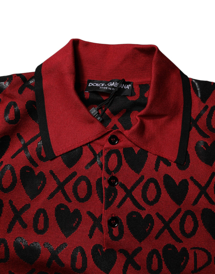 Dolce &amp; Gabbana Sample Sale Dolce &amp; Gabbana Red Cotton XOXO Collared Polo T-shirt - | Designer outlet