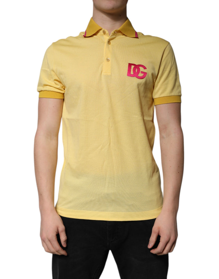 Dolce &amp; Gabbana Sample Sale Dolce &amp; Gabbana Yellow Cotton Logo Collared Polo T-shirt - | Designer outlet