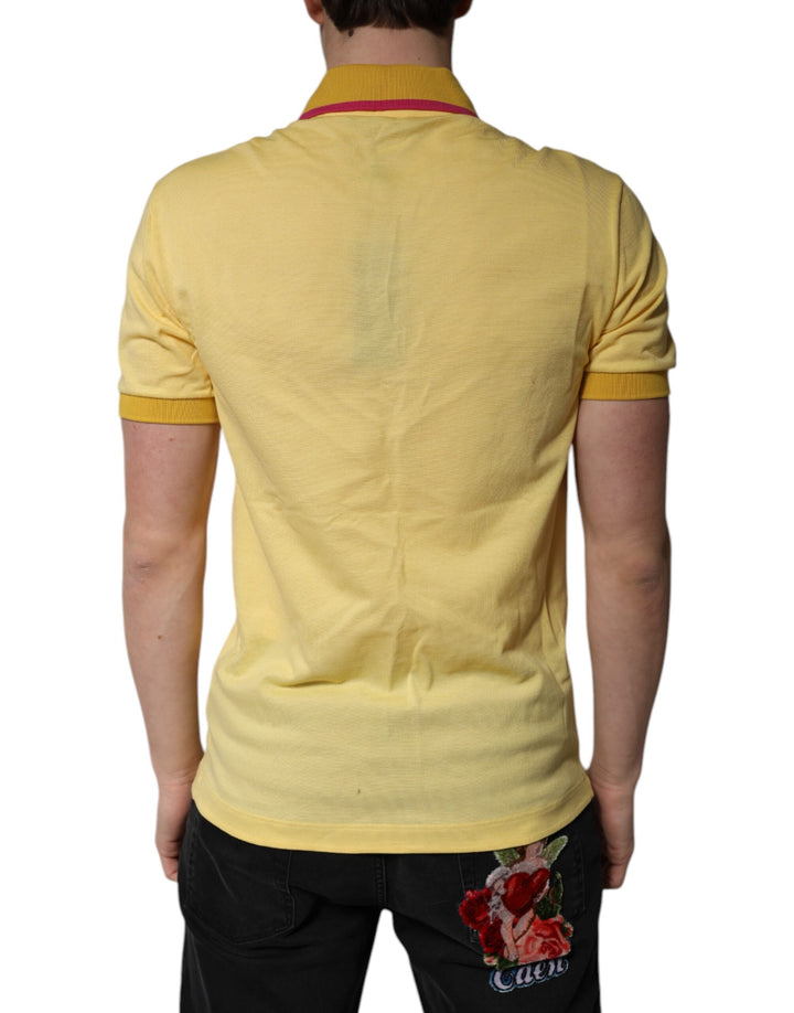 Dolce &amp; Gabbana Sample Sale Dolce &amp; Gabbana Yellow Cotton Logo Collared Polo T-shirt - | Designer outlet