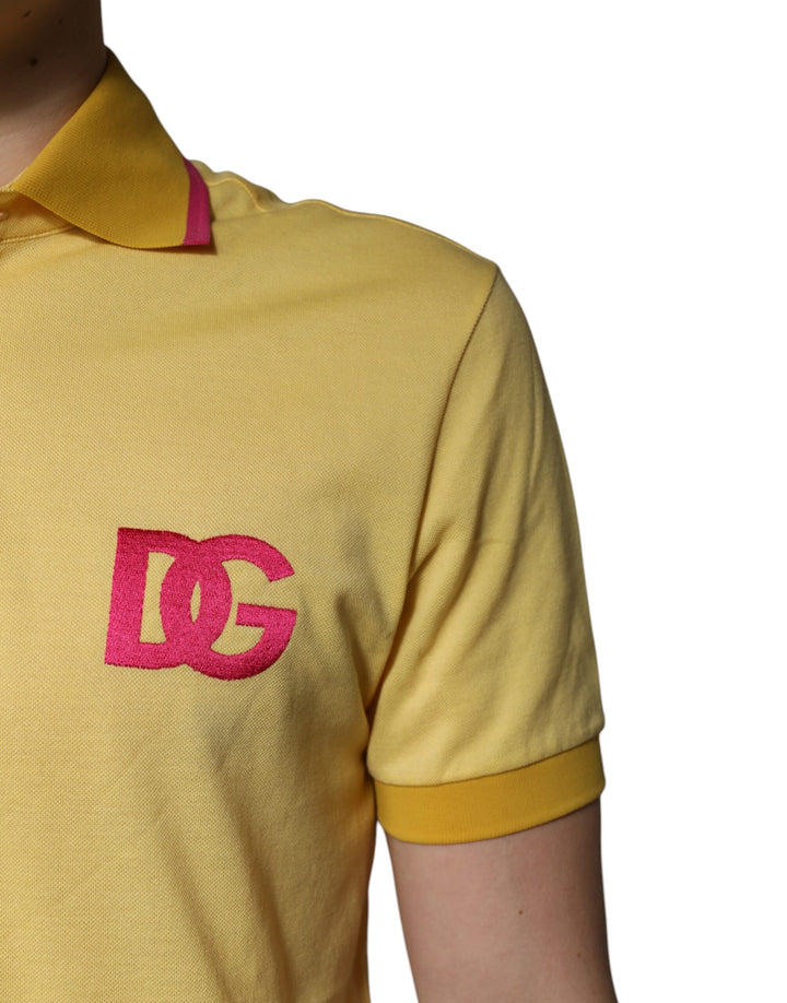 Dolce &amp; Gabbana Sample Sale Dolce &amp; Gabbana Yellow Cotton Logo Collared Polo T-shirt - | Designer outlet