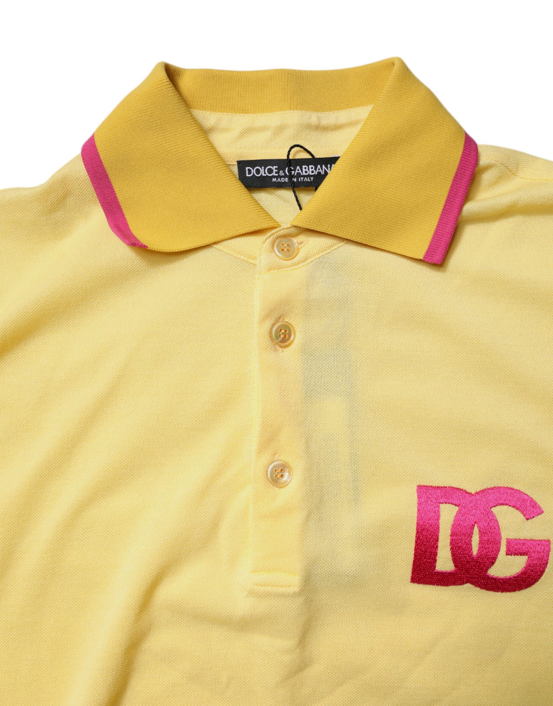 Dolce &amp; Gabbana Sample Sale Dolce &amp; Gabbana Yellow Cotton Logo Collared Polo T-shirt - | Designer outlet