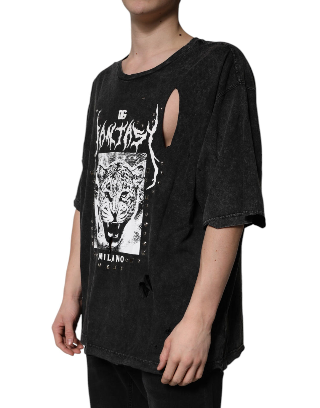 Dolce &amp; Gabbana Sample Sale Dolce &amp; Gabbana Black Graphic Print Cotton Crew Neck T-shirt - | Designer outlet