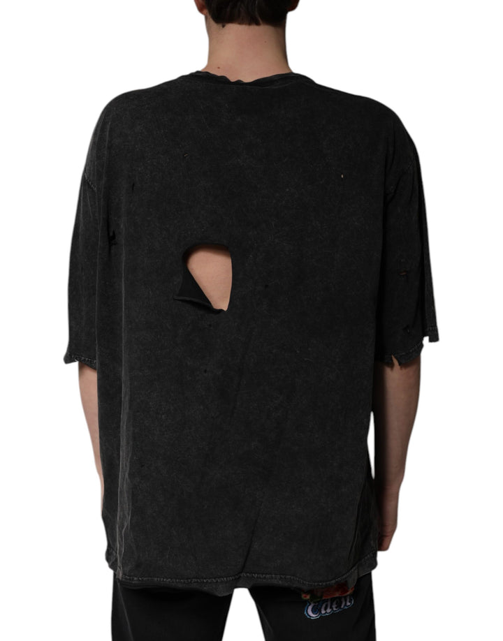 Dolce &amp; Gabbana Sample Sale Dolce &amp; Gabbana Black Graphic Print Cotton Crew Neck T-shirt - | Designer outlet