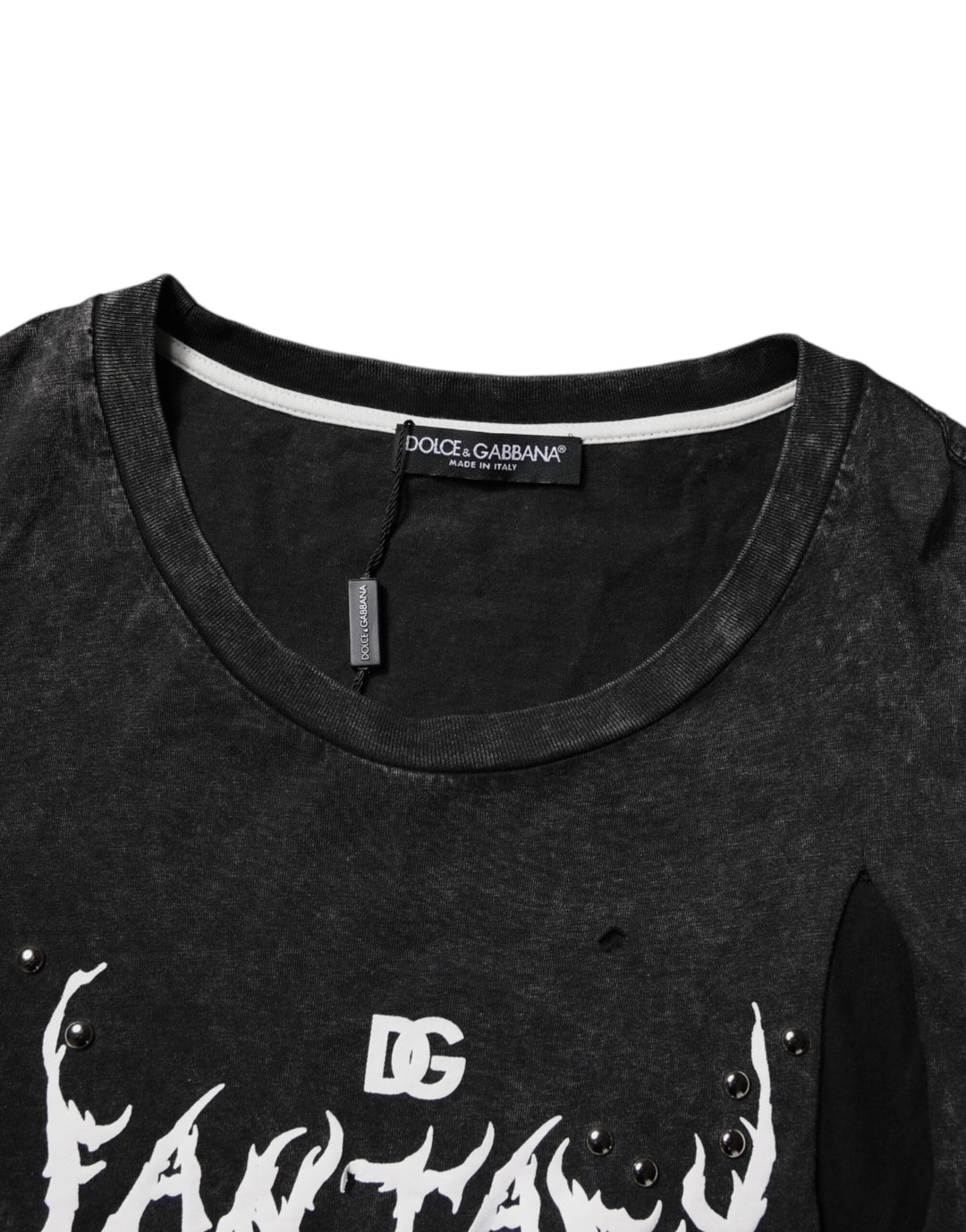 Dolce &amp; Gabbana Sample Sale Dolce &amp; Gabbana Black Graphic Print Cotton Crew Neck T-shirt - | Designer outlet