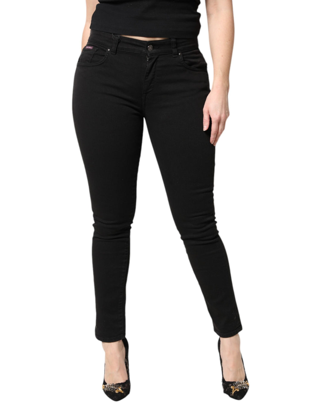Dolce &amp; Gabbana Sample Sale Dolce &amp; Gabbana Black Cotton Mid Waisted Skinny Denim Jeans - | Designer outlet