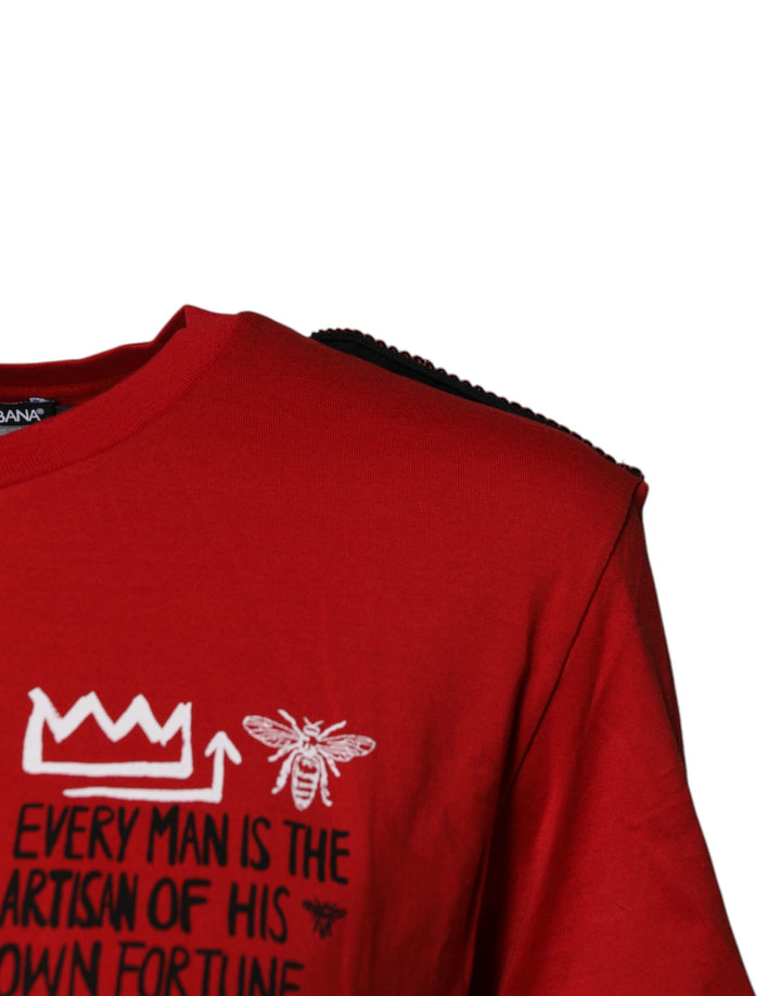 Dolce &amp; Gabbana Sample Sale Dolce &amp; Gabbana Red Cotton Graphic Print Crew Neck T-shirt - | Designer outlet
