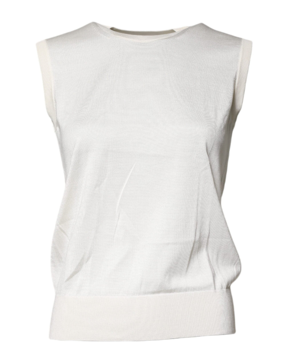 Dolce & Gabbana Sample Sale Dolce & Gabbana Cream Sleeveless Silk Round Neck Tank Top - | Designer outlet