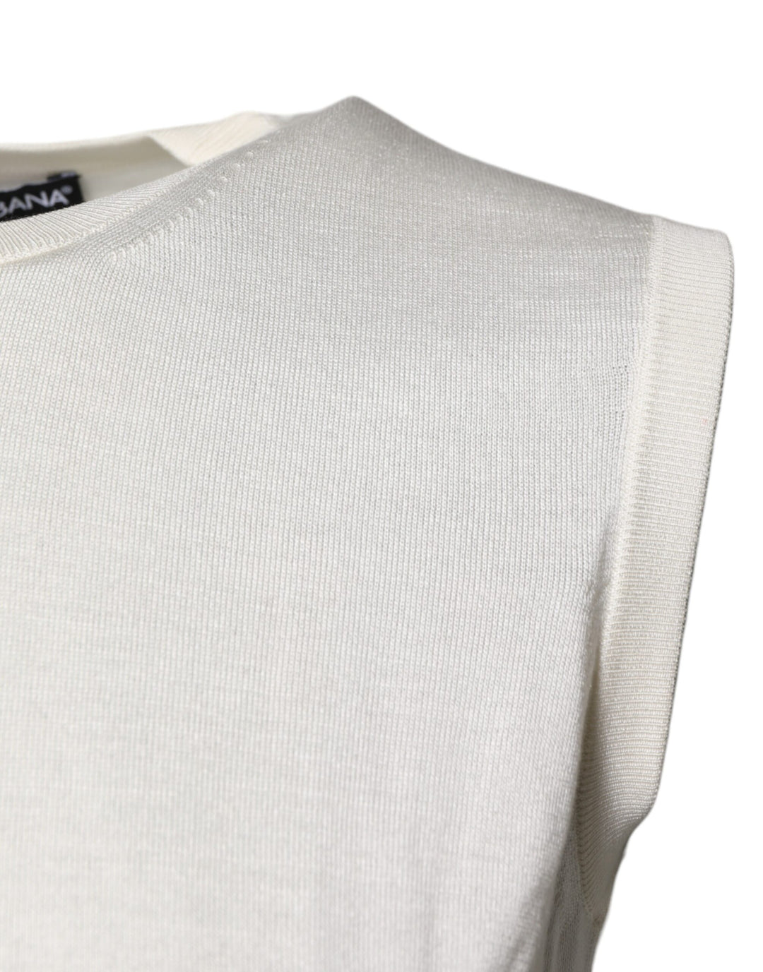 Dolce &amp; Gabbana Sample Sale Dolce &amp; Gabbana Cream Sleeveless Silk Round Neck Tank Top - | Designer outlet