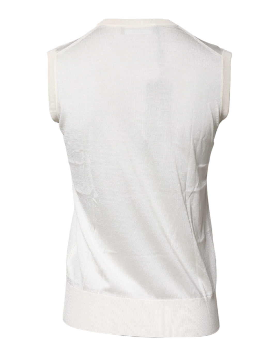 Dolce &amp; Gabbana Sample Sale Dolce &amp; Gabbana Cream Sleeveless Silk Round Neck Tank Top - | Designer outlet