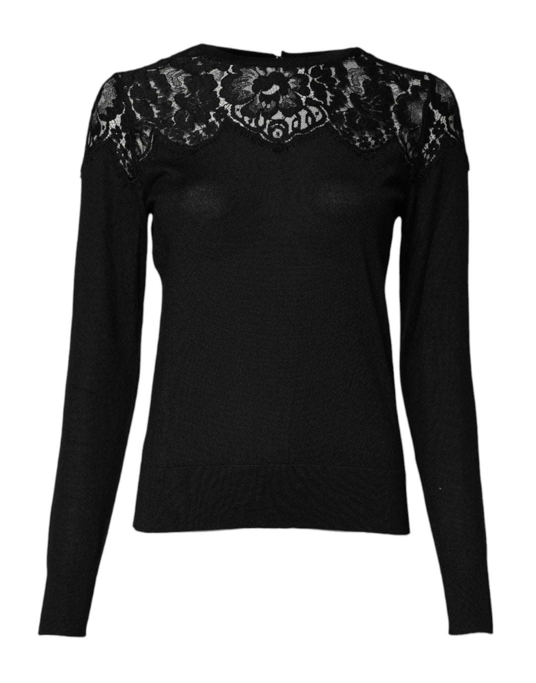 Dolce &amp; Gabbana Sample Sale Dolce &amp; Gabbana Black Floral Lace Long Sleeves Blouse Top - | Designer outlet