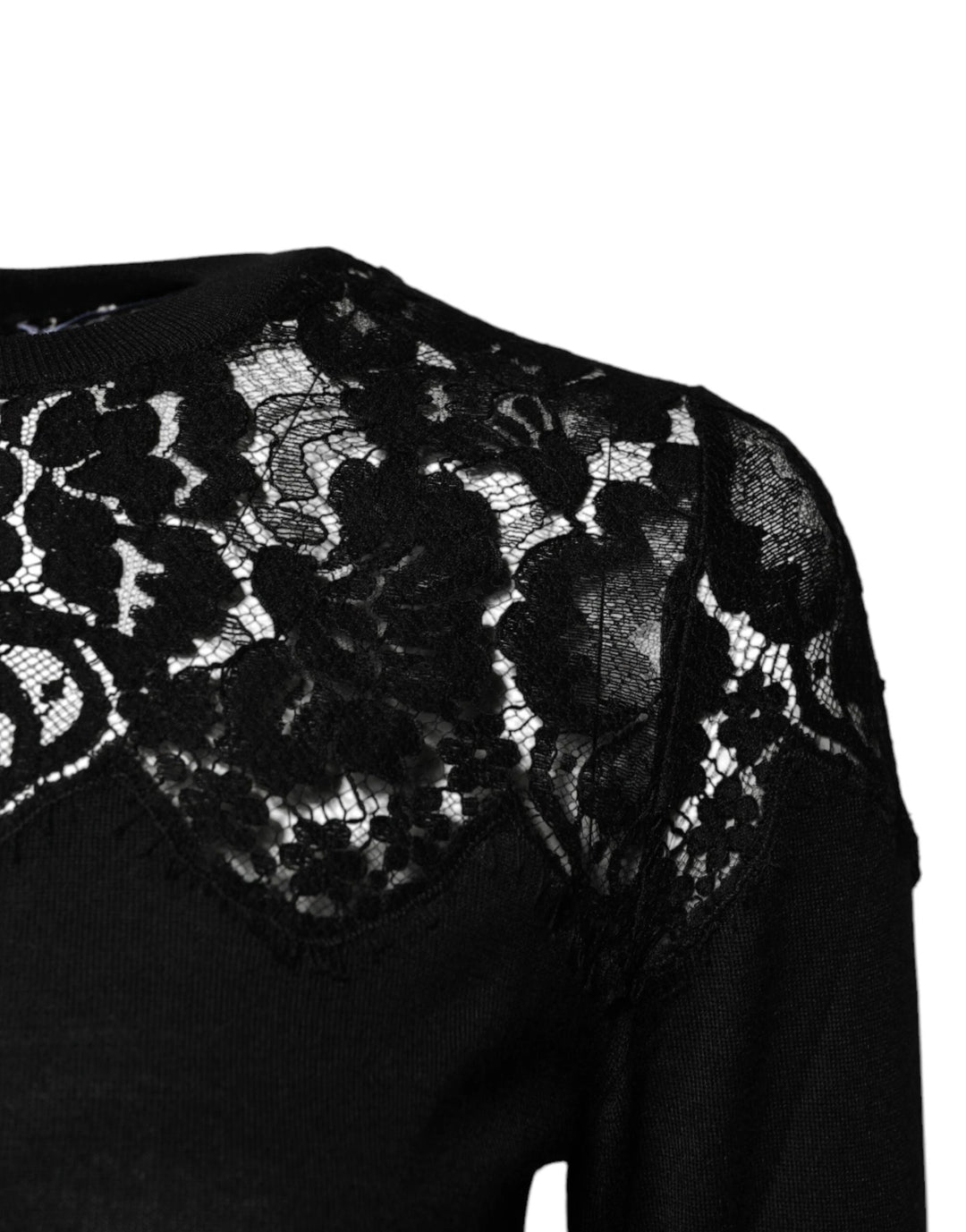 Dolce &amp; Gabbana Sample Sale Dolce &amp; Gabbana Black Floral Lace Long Sleeves Blouse Top - | Designer outlet