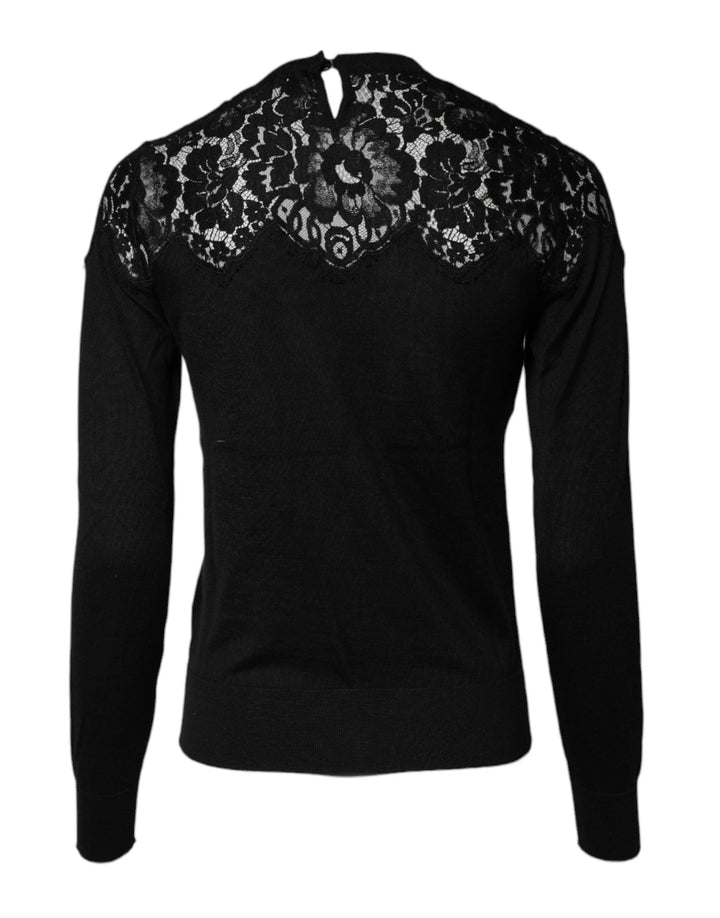 Dolce &amp; Gabbana Sample Sale Dolce &amp; Gabbana Black Floral Lace Long Sleeves Blouse Top - | Designer outlet