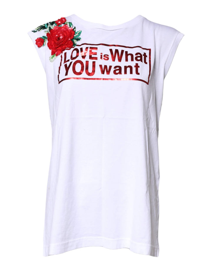 Dolce &amp; Gabbana White Floral Graphic Print Sleeveless Tank Top by Dolce &amp; Gabbana outlet now on sale