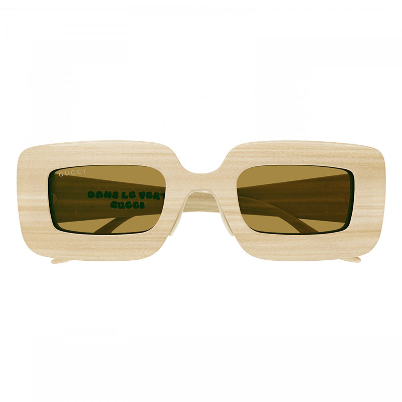 Gucci Sunglasses Rectangle Full Rim, Beige Frame and Brown Lens GG0974S002