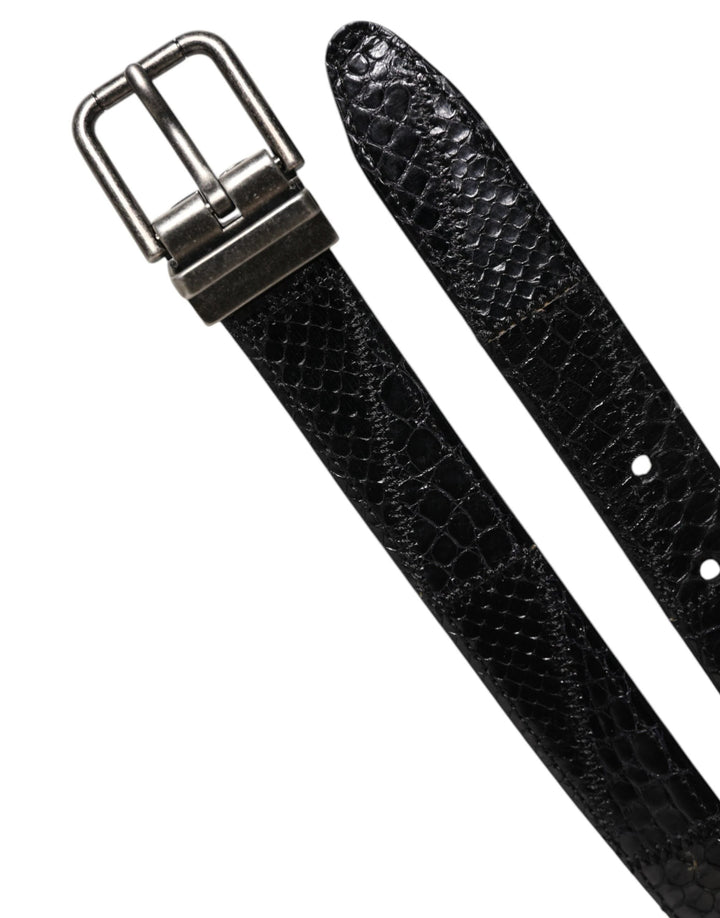 Dolce &amp; Gabbana Sample Sale Dolce &amp; Gabbana Black Exotic Leather Metal Logo Buckle Belt - | Designer outlet