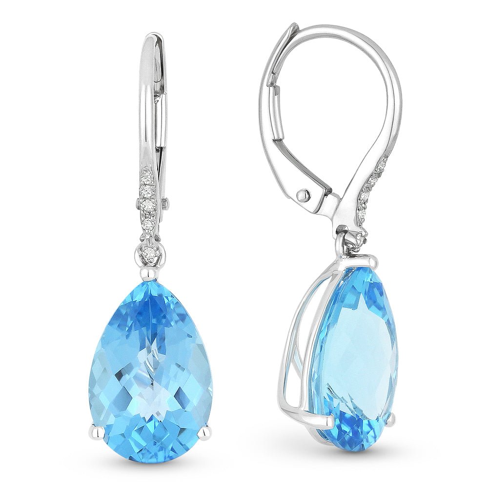 Earrings - 6.89ct Blue Topaz Drop/Dangle Earrings in 14K White Gold - E1031BTW - Ask Me Wear