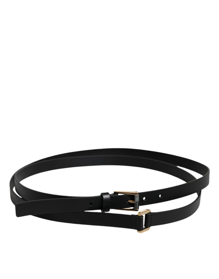 Dolce &amp; Gabbana Sample Sale Dolce &amp; Gabbana Black Calfskin Classic Metal Logo Buckle Belt - | Designer outlet