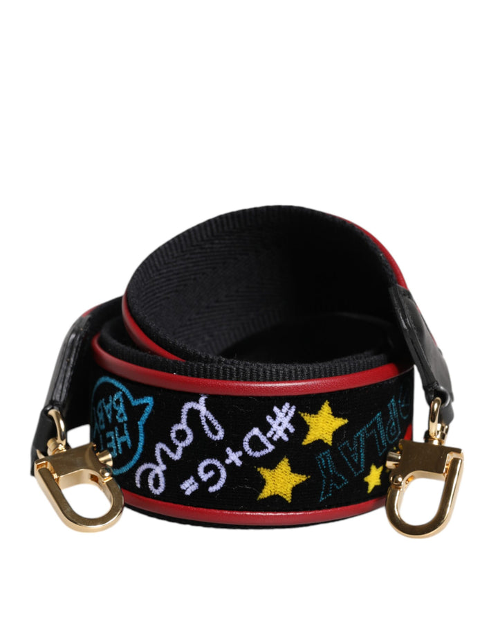 Dolce & Gabbana Black Cotton Printed Bag Shoulder Strap by Dolce & Gabbana outlet now on sale